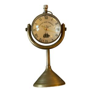 Vintage brass desktop maritime nautical mechanical clock 17 jewels (non working)
